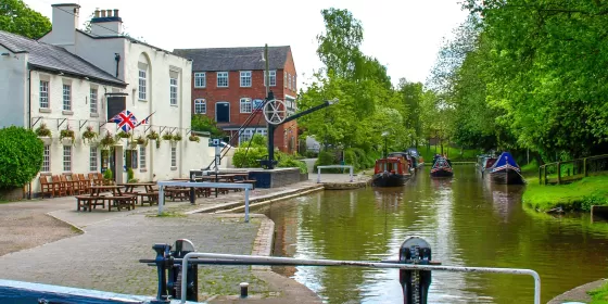 One of the lock gates on the Shropshire Union Canal which flows through Chester.